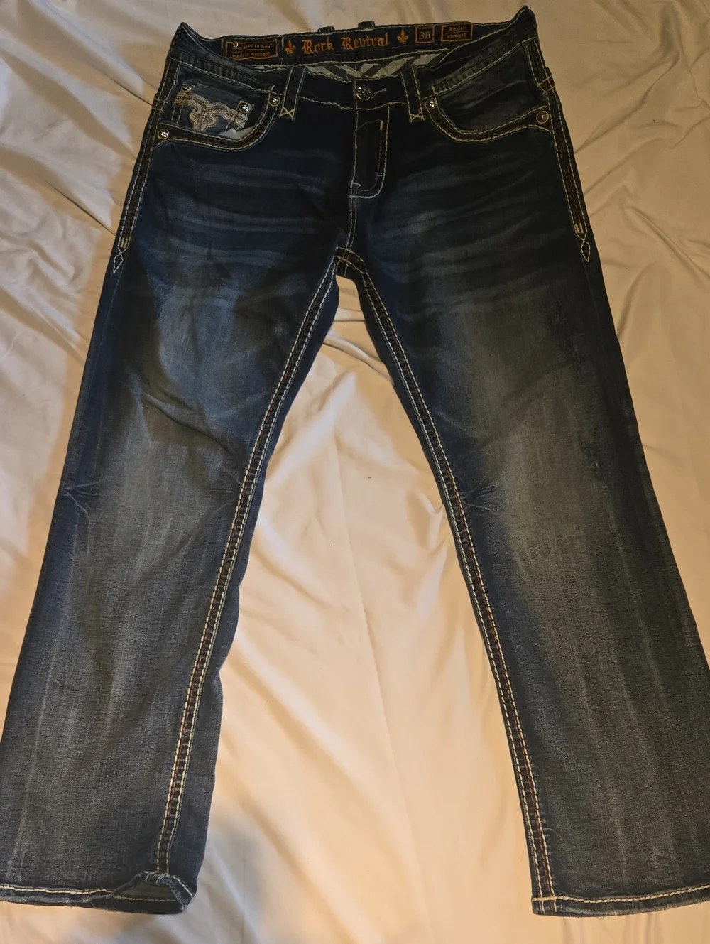 Rock Revival Men’s Dark Indigo Relaxed Straight Jeans
